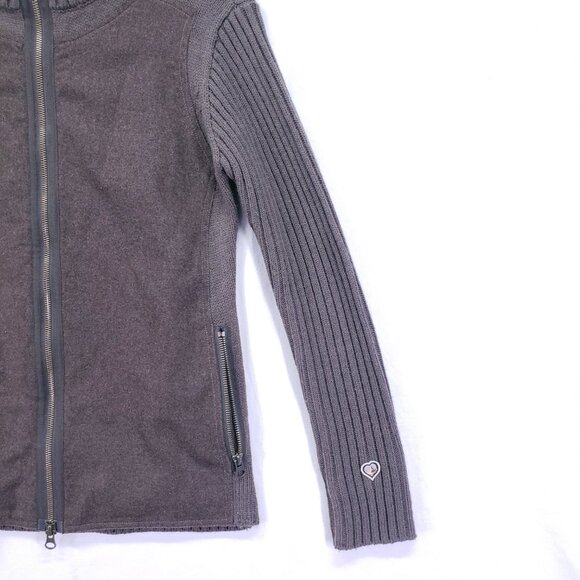 Kuhl Merino Wool Blend Brown Mock Neck Full-Zip Sweater Jacket Zipper Pockets XS - Picture 8 of 14